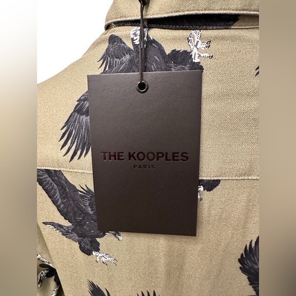 THE KOOPLES Button Down Shirt Relaxed Fit Olive Green Flying Eagle Men Women NWT - Picture 7 of 14